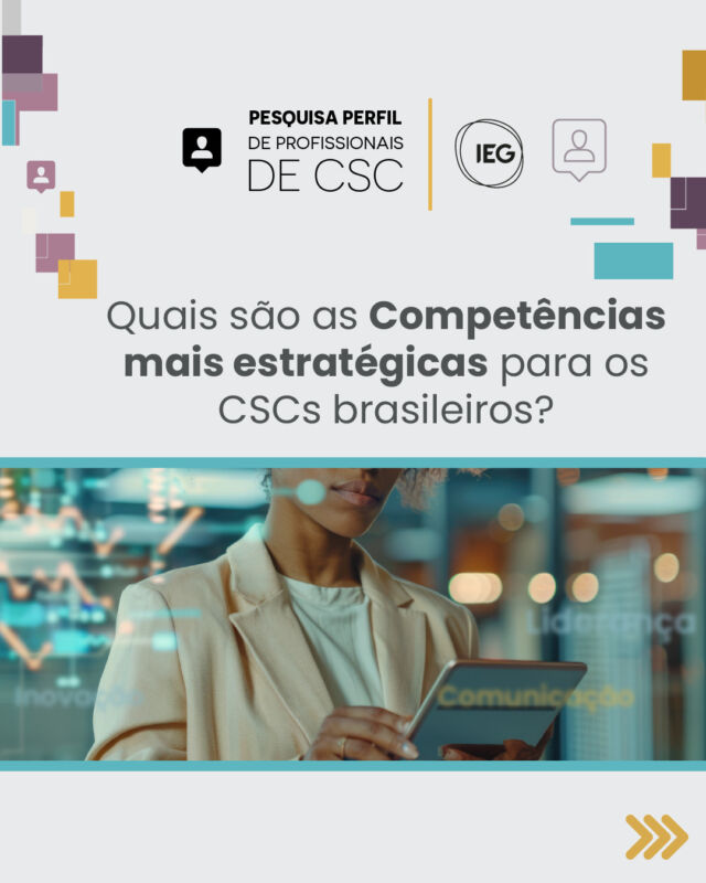 🧠 Quais são as competências que realmente fazem a diferença nos CSCs?

A Pesquisa Perfil de Profissionais de CSC, feita pelo IEG, identifica as competências técnicas, comportamentais e organizacionais mais estratégicas para os Centros de Serviços Compartilhados do país — e ainda oferece um panorama sobre práticas de gestão de pessoas e remuneração.

📊 Ao participar, sua empresa terá insumos reais para planejar ações de capacitação mais assertivas e fortalecer o papel estratégico do CSC.

👉 Acesse agora: bit.ly/pesquisa-perfil-csc
🚀 Direcione o futuro do seu CSC com decisões baseadas em dados!

#IEG#PesquisaIEG #PerfilDeProfissionaisCSC #CSC #GestãoDePessoas #IEG #Capacitação #ServiçosCompartilhados #LiderançaEstratégica