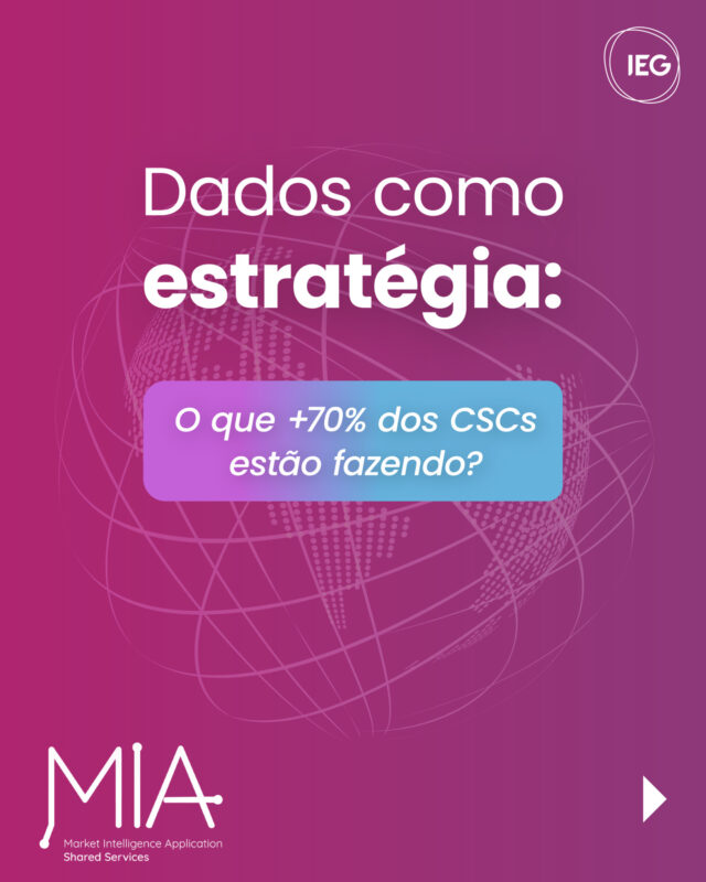 📈 Mais de 70% dos CSCs já contam com equipes de dados.

Em 2023, eram 46%. Em 2025, esse número já alcança 71%.

Esse crescimento mostra um movimento claro: dados deixaram de ser suporte e passaram a ser estratégia.

📊 Os CSCs mais maduros estão usando inteligência de dados para tomar decisões mais inteligentes e impactar o negócio como um todo.

Na plataforma MIA – Market Intelligence Application, você acessa benchmarks exclusivos do mercado brasileiro de CSCs e entende as principais tendências para 2025.

👉 Acesse agora: bit.ly/desafios-mia
(Link na bio)

#IEG #MIA #CSC #ServiçosCompartilhados #InteligênciaDeDados #DataDriven #GestãoEstratégica #TransformaçãoDigital #DadosQueGuiam