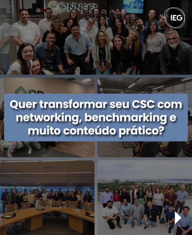 🤝 Quer transformar seu CSC com networking qualificado, benchmarking e muito conteúdo prático?

Os Grupos de Discussão do IEG oferecem uma rotina estruturada com:

✅ Encontros presenciais sobre temas atuais
✅ Pesquisas quinzenais de benchmarking
✅ Trocas diretas via WhatsApp
✅ Acesso à Plataforma Grupos CSC
✅ Participação no Shared Services Meeting 2025

Tudo isso para ampliar a rede do seu CSC, acelerar o aprendizado e tomar decisões estratégicas com mais segurança.

Acesse: bit.ly/grupos-ieg

#IEG #GruposDeDiscussão #CSC #ServiçosCompartilhados #Benchmarking #Networking #SharedServicesMeeting #GestãoEstratégica