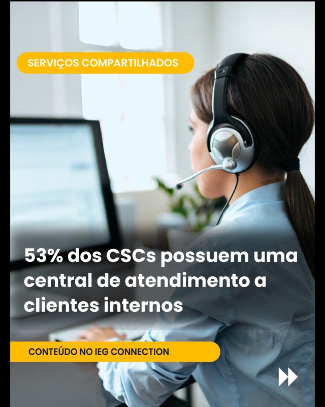 📞 Você sabia que a Central de Atendimento está presente em 53% dos CSCs, sendo essa estrutura responsável por atender os clientes internos, conforme mostra a MIA, plataforma de dados de CSC do IEG.

Essa abordagem visa otimizar os fluxos de trabalho e padronizar o atendimento, trazendo benefícios tanto para a equipe do Centro de Serviços Compartilhados quanto para os próprios clientes internos.

No novo conteúdo do IEG Connection, exploramos os dados mais recentes sobre a estrutura de atendimento nos CSCs e o impacto dessa frente com os clientes internos. 

 Descubra por que é cada vez mais estratégico ter uma Central de Atendimento interno para o sucesso do CSC! 

🔎 Quer saber como seu CSC se posiciona frente ao mercado?

👉 Leia agora no blog: ieg.com.br/blog
(Link na bio)

#IEG #CSC #ServiçosCompartilhados #AtendimentoInterno #CentralDeAtendimento #GestãoEstratégica #DadosQueGuiam #IEGConnection #MIA
